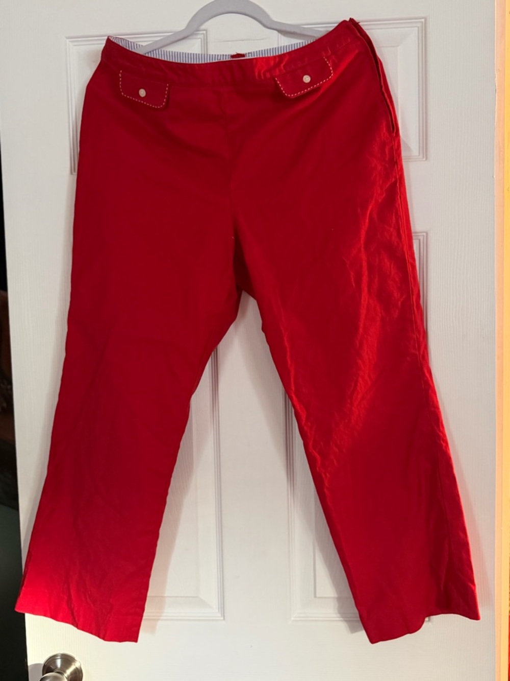 Bright Red Women's Cotton Pants capri